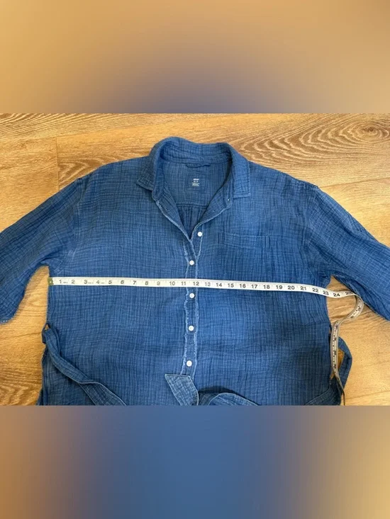 aerie Lightweight Chambray Blue Romper with Frayed Hem - Picture 6 of 13